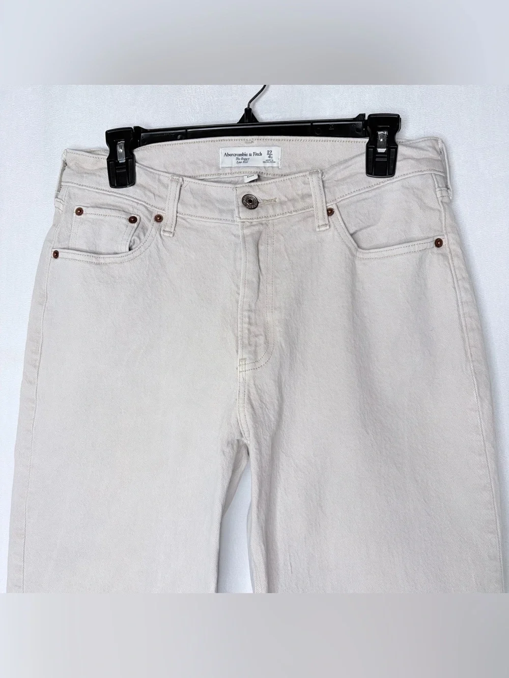 Abercrombie & Fitch Tan Curve Love Baggy Low Rise Jeans